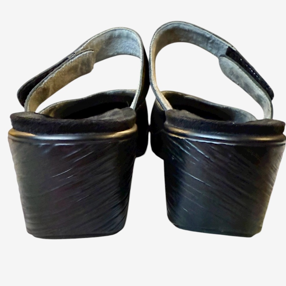 Alegria Black Leather Shoes Mules Non Marking Non-slip Clogs Size 38 US 8 - Picture 5 of 10